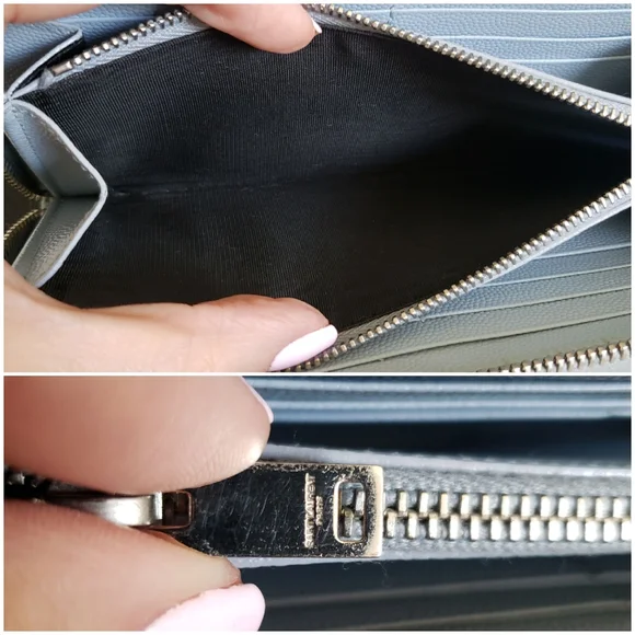 Authentic Pre-owned Yves Saint Laurent Grain De Poudre Chevron Long Wallet - Picture 6 of 11